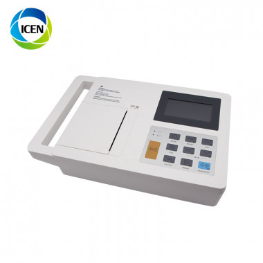 IN-H03G Medical hospital Digital Portable 3 channel 6 channel 12channel ECG machine with printer and trolley